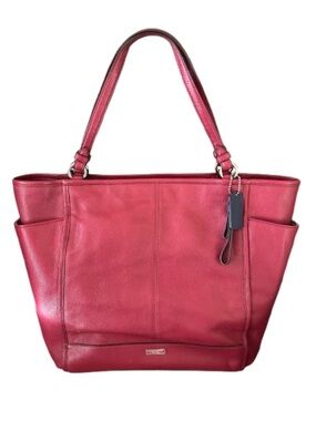 Coach Park North South Tote F28726 Crimson Pebbled Leather Shoulder Bag NWT